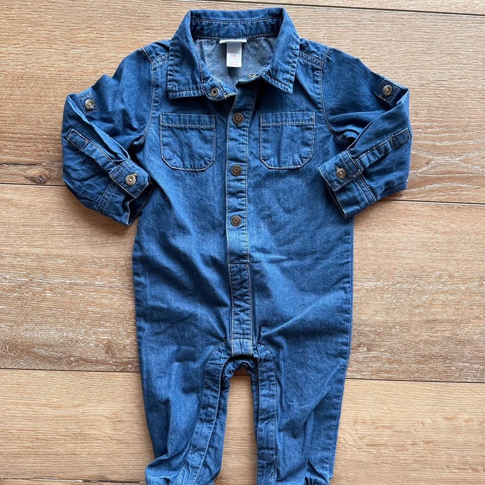 NWOT Cat & Jack Denim One Piece 12-Months